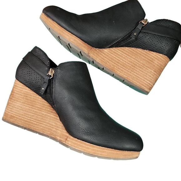 Dr. Scholl's Women's Wynter Black Faux Leather Be Energized Wedge Booties Sz 11 - Picture 4 of 9